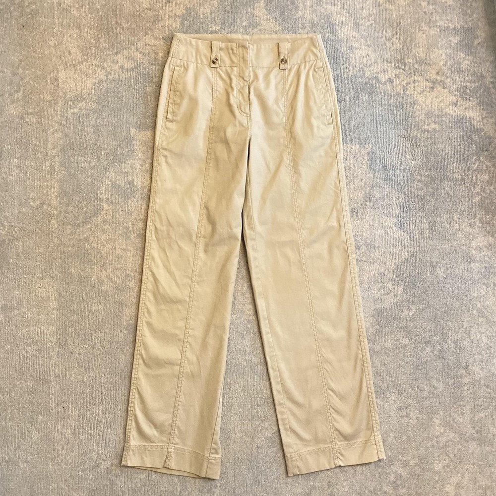 Chicos Pants Womens 2T Beige Twill Chino High Rise Stretch Pockets Tall